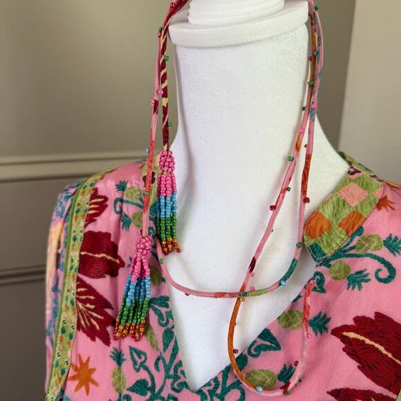 NWT FARM RIO Pink Fruits Queen Scarf Midi Dress Sz XS $295 - Picture 5 of 9